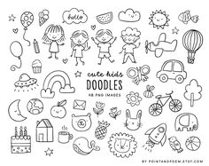 cute doodles for kids to color and print