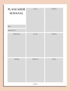 a blank planner with the words planador semaal written in black and white