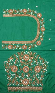 Zardosi Aari Work, Green Blouse Designs, Magam Work Designs, Mirror Work Blouse Design, Blouse Designs Pattern, Latest Bridal Blouse Designs, Aari Design