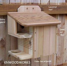 a wooden bird house with instructions on how to build it and what to put in it