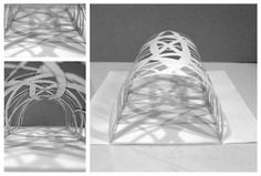 three different views of the same object in black and white, with shadows coming from them