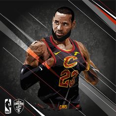 the cleveland basketball player is depicted in this digital art style poster, which features an image of him