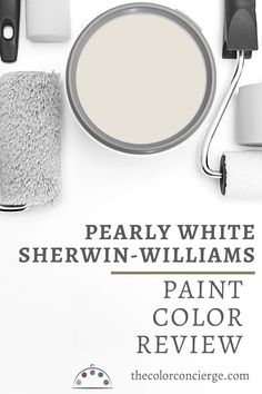 a white paint color with the words, pearly white sherwin - williams paint color review