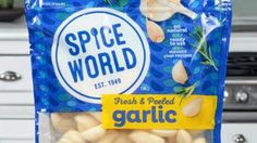 a bag of garlic sitting on top of a counter