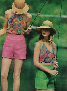 Vintage Crochet Granny Square Halter Tops, PATTERNS 1970'sPDF instant digital downloadNOT a finished item, instructions only 70s Mode, Womens Crochet Patterns, 70s Outfits, Estilo Hippie, Vintage Crochet Pattern, Crochet Granny Square