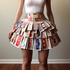 Skirt, Upcycled, Recycled, Cards, Deck, Fashion, Design, AI Anything But Clothes Party Ideas, Recycled Materials Fashion, Junk Fashion, Anything But Clothes Party, Recycled Skirt, Anything But Clothes, Playing Card Crafts