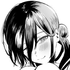 a black and white drawing of a girl with long hair, wearing a headband