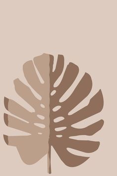 a brown and white leaf on a beige background