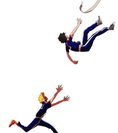 two people jumping in the air to catch a frisbee with their hands and legs