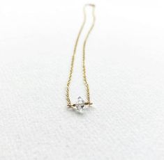 Herkimer Diamond Necklace, April Birthstone, Dainty Crystal, Gift Under 50 Minimalist Si Clarity Necklace For Anniversary, Minimalist Wedding Necklace With Ethical Gemstones, Elegant Herkimer Diamond Jewelry For Gifts, Minimalist Crystal Necklace With Delicate Chain For Weddings, Delicate Everyday Crystal Necklace With Delicate Chain, Elegant Herkimer Diamond Crystal Necklaces For Gifts, Elegant Herkimer Diamond Crystal Necklace Gift, Minimalist Gold Solitaire Necklace, Gold Minimalist Solitaire Necklace