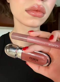 Kiko Lip Combo, Kiko Milano Aesthetic, Too Faced Makeup Aesthetic, Soft Pink Clothes, Pink Soft Makeup, Lipsticks Aesthetic, Lip Oil Aesthetic, Kiko Milano Lipgloss, Kiko Milano Makeup