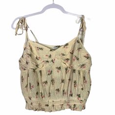 New With Tags $34.95 Brand: American Eagle Size: Large Cream Floral Printed Tie Shoulder Boho Hippie Crop Top * All Measurements Are Taken While Item Is Laying Flat And Are Approximate * Bust: 19” Waist: 17” Length: 13” From Top Of Cup To Hem - Adjustable Straps (Jr) Feminine Polka Dot Tops For Summer, Swiss Dot, Boho Floral, Boho Hippie, Floral Printed, Hippie Boho, American Eagle Outfitters, American Eagle, Adjustable Straps