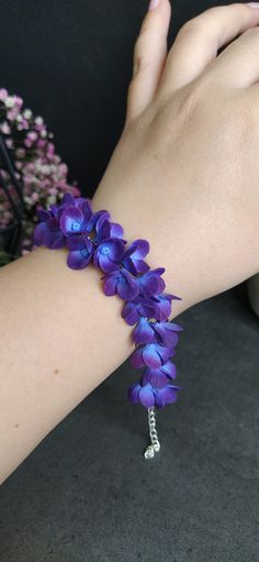 Hydrangea Bracelet, Deep Purple Bracelet, Blue Purple Jewelry, Flower Bracelet, Dark Purple Jewelry, Jewelry Gift for Her, Statement Bracele - Etsy UK Dark Purple Jewelry, Jewelry Flower, Purple Bracelet, Purple Jewelry, Bracelet Blue, Flower Bracelet, Cosplay Outfits, Dark Purple, Deep Purple