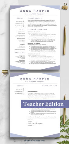 Teacher resume template design bundle | The Art of Resume High School Esl, Executive Resume, Teacher Resume