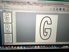 a computer screen with the letter g on it