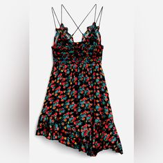 Style No. 65726499; Color Code: 009 Perfect In A Print, This Flowy Frock Features Our Best-Selling Adella Bralette At The Top With Boho Crochet Lace Details And A Light And Airy Skirt With A Tiered Hem. Smocked Stretchy Back Lined At Bust Semi-Sheer Fp One Old World Embellishment With A Modern Twist. Fp One Is An Exclusive, Handcrafted, In-House Label Specializing In Small Batch, Hand Dyed, And Hand Embellished Styles. Black Floral Dress With Ruffles For Summer, Black Floral Mini Dress For Summer, Multicolor Ruffled Dress For Date Night, Black Floral Mini Dress For Beach, Black Floral Dress For The Beach, Mini Length, Casual Black Floral Dress With Ruffles, Mini Slip, Mini Slip Dress, Boho Crochet