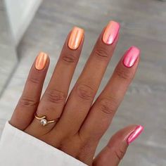 Summer nails are all about embracing vibrant colors, playful designs, and a touch of shimmer. Here are some popular summer nail trends to try out:
Bright Neon Shades: Neon colors like hot pink, electric blue, and neon green scream summer vibes. They're bold and eye-catching, perfect for sunny days.
Pastel Hues: Soft pastel shades like baby pink, mint green, and lavender are also popular for a more subtle,
summer nail 2024 trends summer nail summer 2024 nail simple summer nails summer chrome nail Pink Chrome Nails, Ombre Manicure, Chrome Nails Designs, Nail Color Trends, Summer Manicure, Nagel Tips, July Nails, Orange Nails