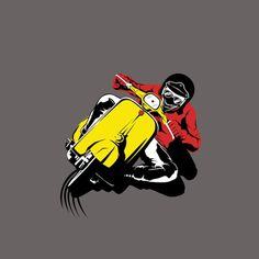 a person riding a motorcycle on a gray background