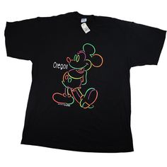 Vintage Nwt Velva Sheen Disney Neon Mickey Graphic T Shirt. Brand New With Tags. Condition: 10/10 Color: Black Size: Xl (22"X31") Jakofallvintage.Com Pre-Owned, By Show Signs As Such. 12107 Black Mickey Mouse Shirt For Disney Fan Events, Black Disney Short Sleeve Shirt, Black Mickey Mouse Short Sleeve Shirt, Black Short Sleeve Mickey Mouse Shirt, Black Disney Cotton Shirt, Black Cartoon Print Shirt For Disney Fan Events, Black Shirt With Cartoon Print For Disney Fan Events, Goofy Shirt, Dance It Out