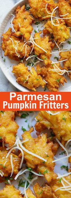 this is an image of parmesan pumpkin fritters