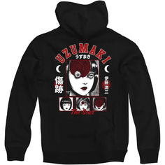 a black hoodie with an image of two women and the words tokyo on it