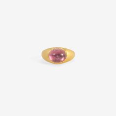 Details Prounis 22k yellow gold & rose tourmaline Roz ring, size 6. The bezel-set cabochon stone measures approximately 1/4″ x 3/8″, & the width of the band tapers from approximately 5/16" to 1/8". - rose tourmaline - 22k yellow gold - size 6 Sizing This ring can be resized up to one size larger or smaller. Please allow 3 - 6 weeks. For sizes outside of that range, a new ring in the correct size can be special ordered, for which lead times may vary. Bezel Set Cabochon, Semi Precious Gems, Shiny Things, Precious Gems, The Band, Dream Jewelry, Gold Set, Bezel Setting, Gold Rose