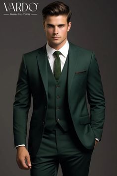 Bottle Green 3 Piece Suit Men, Men In Green Suits, Green Man Suit Wedding, Dark Green Three Piece Suit Men, Dark Green 3 Piece Suit Men, Dark Forest Green Groom Suit, Green Wedding Suits Groom, Green Three Piece Suit Men, Hunter Green Suits For Men