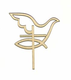 a wooden bird with a cross on it