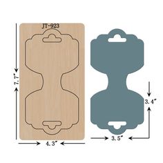 a wooden cutting board with an image of a bottle opener and the measurements for it