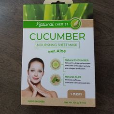 New Sealed Cucumber Mask (Set Of 5) Nourishing Sheet Mask Relaxes Fine Lines And Wrinkles Stimulates Antioxidant Activity And Collagen Production. Reduces Puffiness. Cools And Calms Stressed Skin. Pore Cleansing Mask, Cucumber Mask, Lip Patch, The Organic Pharmacy, Collagen Facial, Glow Mask, Repair Mask, Facial Sheet Mask, Body Mask