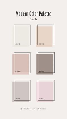 the modern color palette is shown in shades of pink, beige and grey with text that reads