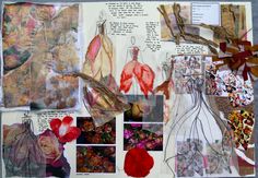 an altered collage with various pictures and flowers on it's side, as well as text