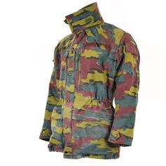 "Belgian jigsaw camouflage field parka The jacket features a zipper and snap fastener closure. Drawstring hem, reinforcing in the elbows and small ventilation holes in the armpits. Six pockets altogether: four front pockets and two sleeve pockets Used condition, may have professional stitched repairs. * Economy shipping Shipping time : 7-21 working days or sometime more * Standard shipping with tracking information Shipping time : 7-14 working days or sometime more Shipping to Australia, New Zea Military Style Utility Jacket For Outdoor, Combat Style Hunting Windbreaker For Fall, Fall Combat Windbreaker For Hunting, Fall Combat Hunting Windbreaker, Khaki Military Parka For Hunting, Military Style Parka For Fall Events, Combat Style Long Sleeve Parka, Fall Camouflage Hunting Parka, Camouflage Combat Outerwear For Hunting