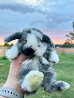 a person holding a small stuffed animal in their hand