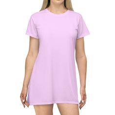 A tshirt dress in a solid baby pink color in women's sizes XS, S, M, L, XL 2XL. This simple dress can be worn alone, over leggings or jeans, or dress up with some printed nylons and heels. Fabric is a lightweight 100% Polyester. Baby Pink T Shirt, Pink T Shirt Dress, Baby Pink Color, Baby Rosa, Baby Pink Colour, Simple Dress, Pink T Shirt, Pink Tshirt, Dress Clothes For Women