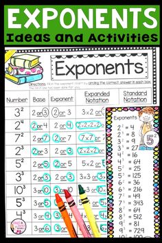 exponents and activities for students to use in the classroom, including an expont