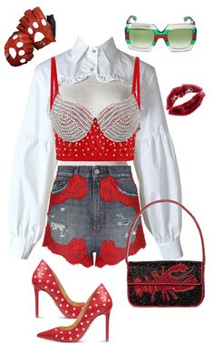 red hot. Outfit | ShopLook What To Pack For Paris, Denim Shorts Outfit, Ann Marie, Baby Mama, Outfit Shoplook, Denim Short, What To Pack, Red Hot, Harley Quinn