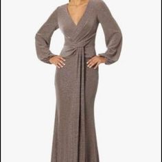 Betsy & Adam Women Dress Size 12 , Color Taupe / Silver Style:A24804 Long Sleeve Dresses For Fall Gala, Long Sleeve Maxi Dress For Evening, Long Sleeve Evening Maxi Dress, Fall Floor-length Evening Dress For Dinner, Long Sleeve Dressy Dresses For Gala, Floor-length Evening Dress For Fall Dinner, Dressy Long Sleeve Evening Dress For Fall, Fall V-neck Evening Dress For Gala, V-neck Evening Dress For Fall Gala