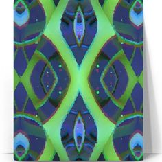 an abstract image of blue and green shapes on a white background canvas print wall art