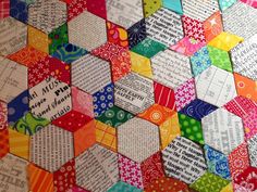 the colorful hexagons are made up of many different types of papers