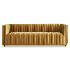 Sierra Gold Velvet Sofa - MidinMod Velvet Couch Living Room Ideas, Mid Century Modern Luxury, Luxury Velvet Sofa, Tufted Velvet Sofa, Velvet Sofas, Velvet Tufted Sofa, Gold Sofa, Tufted Design, Dining Table Rug