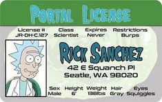 an image of a cartoon character license card for the game rick's buncher