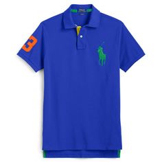 ----------------------------------------- POLO RALPH LAUREN - Custom Fit Mesh Polo Shirt for Men - Short sleeves - BIG PONY ==> Size XS <== ==> Size S <== ==> Size M <== ==> Size L <== - Sold for $98.50 in-store and online 1 color available: ~ Pacific Royal Blue ~ Description: - Ribbed Polo collar. Two-button rugby placket  - 100% Cotton - Short sleeves with ribbed armbands Ventilating metal grommets at the underarms - Signature embroidered Big Pony at the left chest ---------------------------- Blue Collared Sports Shirt, Blue Polo Collar Shirt For Sports, Blue Cotton Polo Shirt For Sports, Blue Crew Neck Polo Shirt For Summer, Navy Polo Collar Top For Sports, Blue Casual Polo Shirt For Sports, Casual Polo Collar Sports Shirt, Casual Sports Shirt With Polo Collar, Blue Collared Sporty Tops