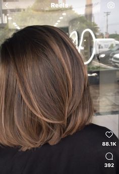 Highlights Brown Hair Balayage Straight, Chestnut Brown Hair Bob, Chestnut Bob Hair, California Brunette Hair Short, Short Highlighted Hair Brown, Chestnut Brown Hair Short, Short Hair Caramel Balayage, Brunette Short Hair With Highlights, Shoulder Length Brown Hair With Blonde Highlights