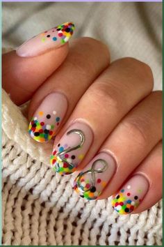 Birthday Nail Design, 21st Birthday Nails, Confetti Nails, Butterfly Nail Art, Nail Art Designs Summer