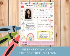 a teacher's edit for free in canva with the text instant printable