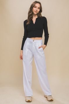 Linen Blend Pants from Pants collection you can buy now from Fashion And Icon online shop Structured Blazer, Style Formal, Linen Blend Pants, Love Tree, Vegan Fashion, Judy Blue Jeans, Casual Tops For Women, Sheer Fabric, China Fashion