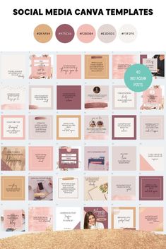 the social media canvas with pink and gold colors