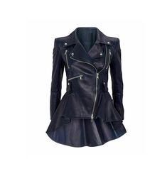 Women Black Biker Retro Designer Gothic Pumpkin Real Leather Frock Jacket Features Material Real leather Sizes All sizes Available Color Black Front Zip Closer Dark Blue Leather Jacket, Navy Blue Leather Jacket, Peplum Leather Jacket, Leather Peplum, Blue Leather Jacket, Frock For Women, Lambskin Leather Jacket, Frocks For Girls, Peplum Styles