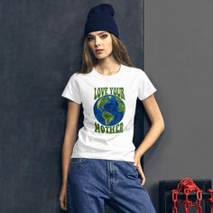 Show the world where you stand with planet earth, mother nature and its environmental challenges such as climate change. Love Your Mother Earth, Earth Day Shirt, Save the Earth, mother goddess, Planet Earth, Women Ringspun T-Shirt 100% cotton t-shirt. Pre-shrunk to make sure your size is maintained throughout several washes, and a classic fit. • 100% jersey knit • Pre-shrunk • Seamless, double-need ⅞” collar • Taped neck and shoulders • Classic fit Size guide Ringspun Womens Tshirt S M L XL 2XL Cheap Letter Print T-shirt For Earth Day, Earth Mother Goddess, Earth Day Art, Love Your Mother Earth, Mean Girls Costume, Love Your Mother, National Park Shirt, Earth Mother, Peach Shirt